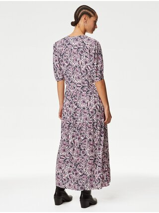 Růžovo-fialové dámské vzorované šaty Marks & Spencer  