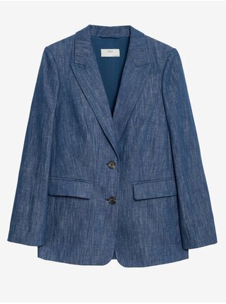 Volný jednořadý blejzr s vysokým podílem bavlny Marks & Spencer modrá