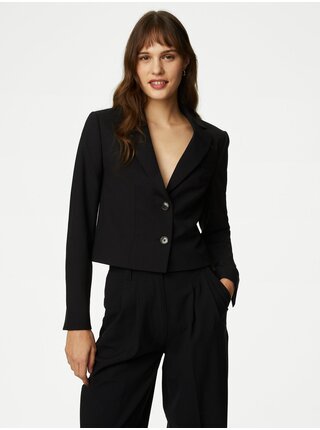 Čierne dámske krátke sako s prímesou vlny Marks & Spencer