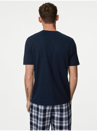 Tmavě modré pánské pyžamové tričko Marks & Spencer Hello Sunday