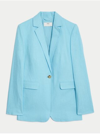 Světle modré dámské lněné sako Marks & Spencer 