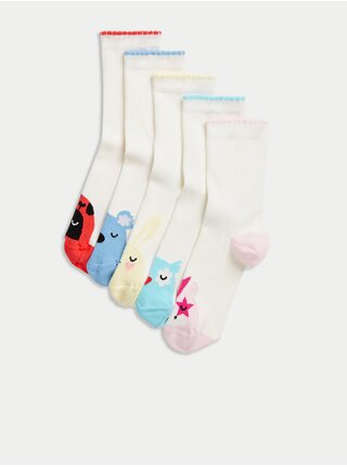 Súprava piatich párov detských ponožiek v bielej farbe Marks & Spencer