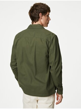 Tmavo zelená pánska vrchná košeľa Marks & Spencer