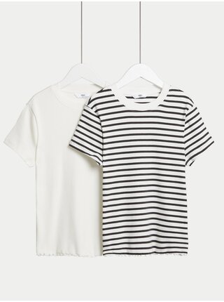 Sada dvou holčičích triček v krémové barvě Marks & Spencer    