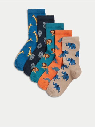 Súprava piatich párov farebných detských ponožiek Marks & Spencer