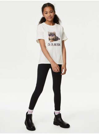 Krémové holčičí tričko s potiskem Marks & Spencer  