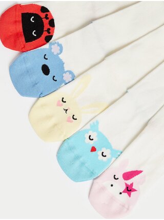 Sada pěti párů dětských ponožek v bílé barvě Marks & Spencer   