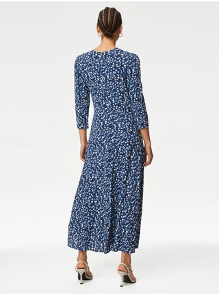 Modré dámské květované šaty Marks & Spencer  