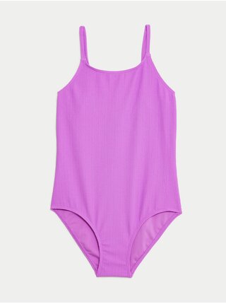 Fialové dievčenské plavky s pokrčeným efektom Marks & Spencer
