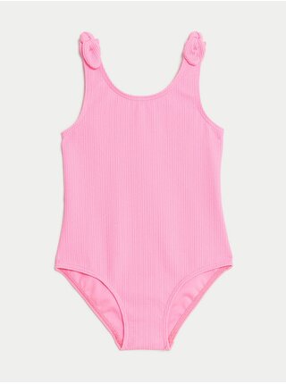 Ružové dievčenské plavky so zaväzovaním na ramenách Marks & Spencer