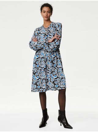 Černo-modré dámské květované šaty Marks & Spencer
