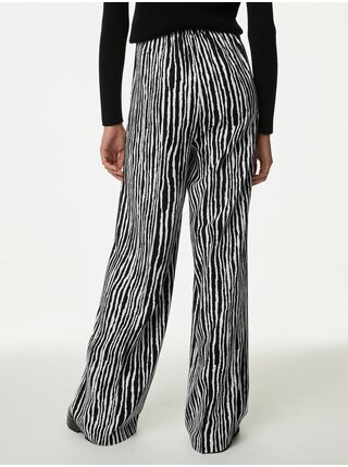 Bielo-čierne dámske pruhované široké nohavice Marks & Spencer