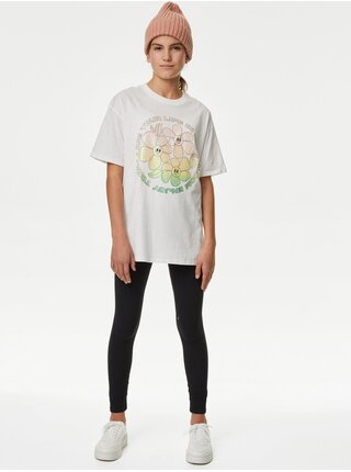 Krémové holčičí tričko s potiskem Marks & Spencer 