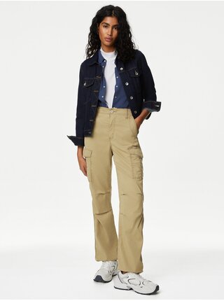 Béžové dámské kapsáčové kalhoty Marks & Spencer  