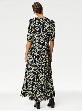 Tmavomodré dámske vzorované šaty Marks & Spencer