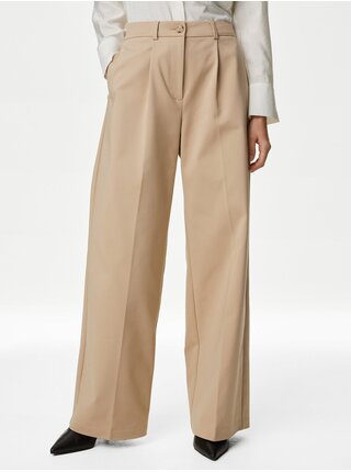 Béžové dámské široké kalhoty Marks & Spencer
