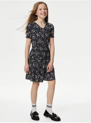 Čierne dievčenské šaty so srdiečkami Marks & Spencer ​