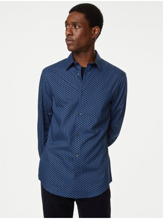 Tmavě modrá pánská vzorovaná košile Marks & Spencer 