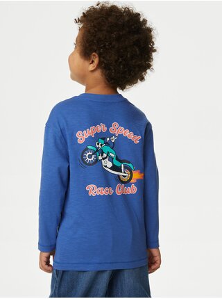 Modré chlapčenské tričko s potlačou Marks & Spencer