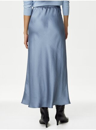 Světle modrá dámská saténová midi sukně Marks & Spencer 