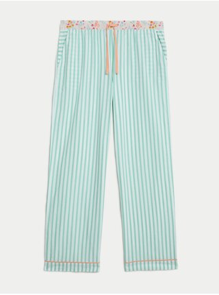 Pruhované pyžamové kalhoty ze 100 % bavlny Marks & Spencer zelená
