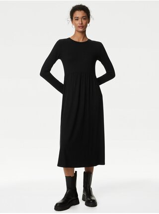 Černé dámské žerzejové midi šaty Marks & Spencer 