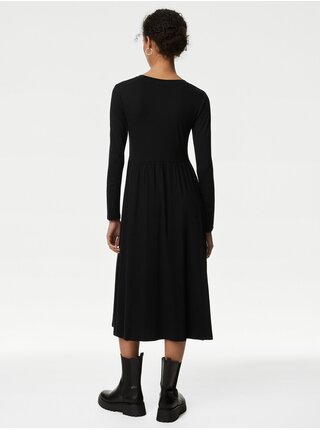 Černé dámské žerzejové midi šaty Marks & Spencer 
