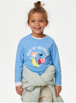 Modré holčičí oboustranné tričko s flitry Marks & Spencer   