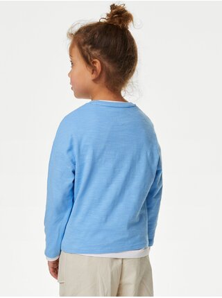 Modré dievčenské obojstranné tričko s flitrami Marks & Spencer