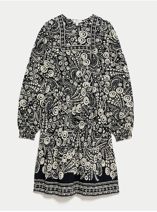 Mini šaty s texturovaným zdobením a vysokým podílem bavlny Marks & Spencer smetanová