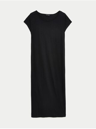 Čierne dámske tričkové džersejové midi šaty Marks & Spencer