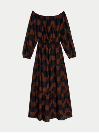Čierno-hnedé dámske vzorované maxi šaty Marks & Spencer