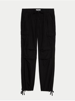 Černé dámské široké kapsáčové kalhoty Marks & Spencer 