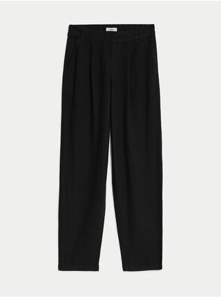 Čierne dámske nohavice s prímesou ľanu Marks & Spencer