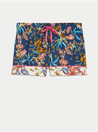 Petrolejové dámské květované pyžamové kraťasy Marks & Spencer 