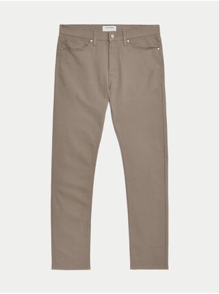 Hnědé pánské slim fit kalhoty Marks & Spencer 