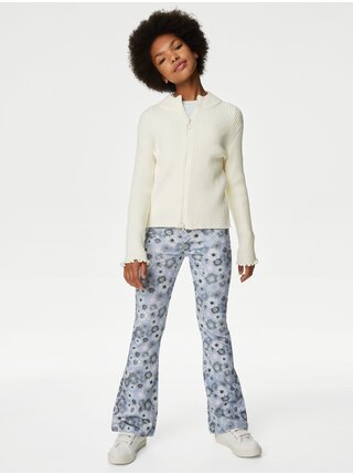 Krémový holčičí žebrovaný kardigan na zip Marks & Spencer 