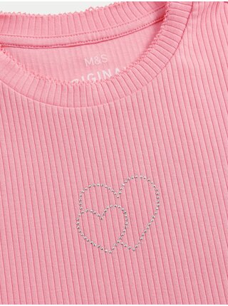 Růžové holčičí tričko s kamínky Marks & Spencer