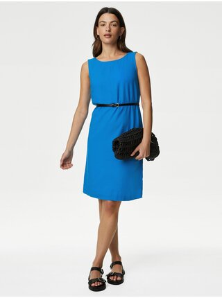 Modré dámské lněné šaty Marks & Spencer 
