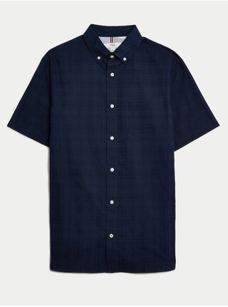 Tmavomodrá pánska košeľa s krátkym rukávom Marks & Spencer