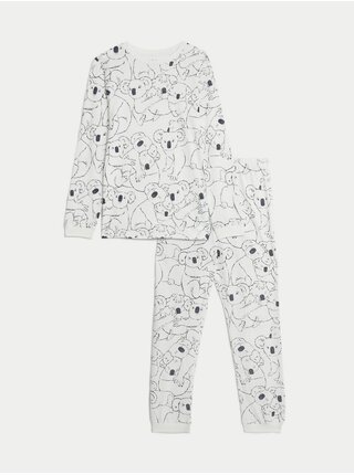Krémové dětské pyžamo s motivem medvídka koaly Marks & Spencer 