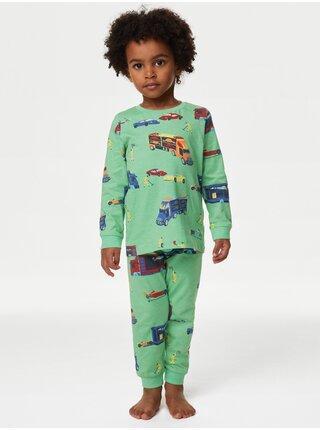 Zelené chlapčenské pyžamo s motívom áut Marks & Spencer