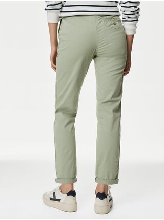 Světle zelené dámské slim fit chino kalhoty Marks & Spencer 