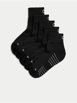 Sada piatich párov pánskych športových ponožiek v čiernej farbe Marks & Spencer
