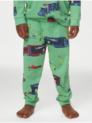 Zelené chlapčenské pyžamo s motívom áut Marks & Spencer