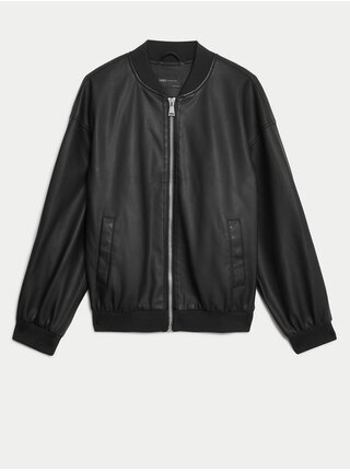 Černá dámská koženková bunda Marks & Spencer  