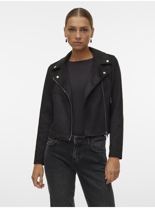 Čierna dámska bunda v semišovej úprave Vero Moda Jose