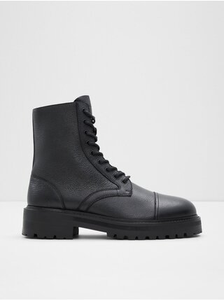 Čierne pánske kožené členkové topánky ALDO Northfield