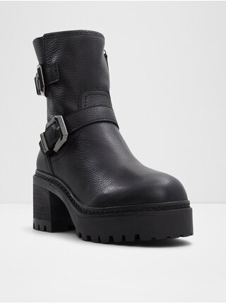 Černé dámské kožené kotníkové boty ALDO Palomina  