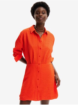 Oranžové dámské košilové šaty Desigual Milwaukee